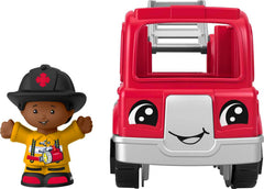 Little People Fisher-Price firetruck side view highlights easy grasp for tiny hands.