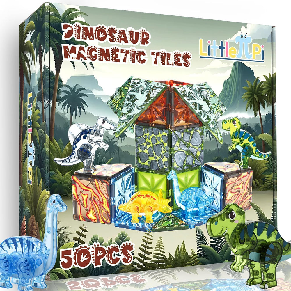 Little Pi dinosaur tiles building set boosts imaginative play.