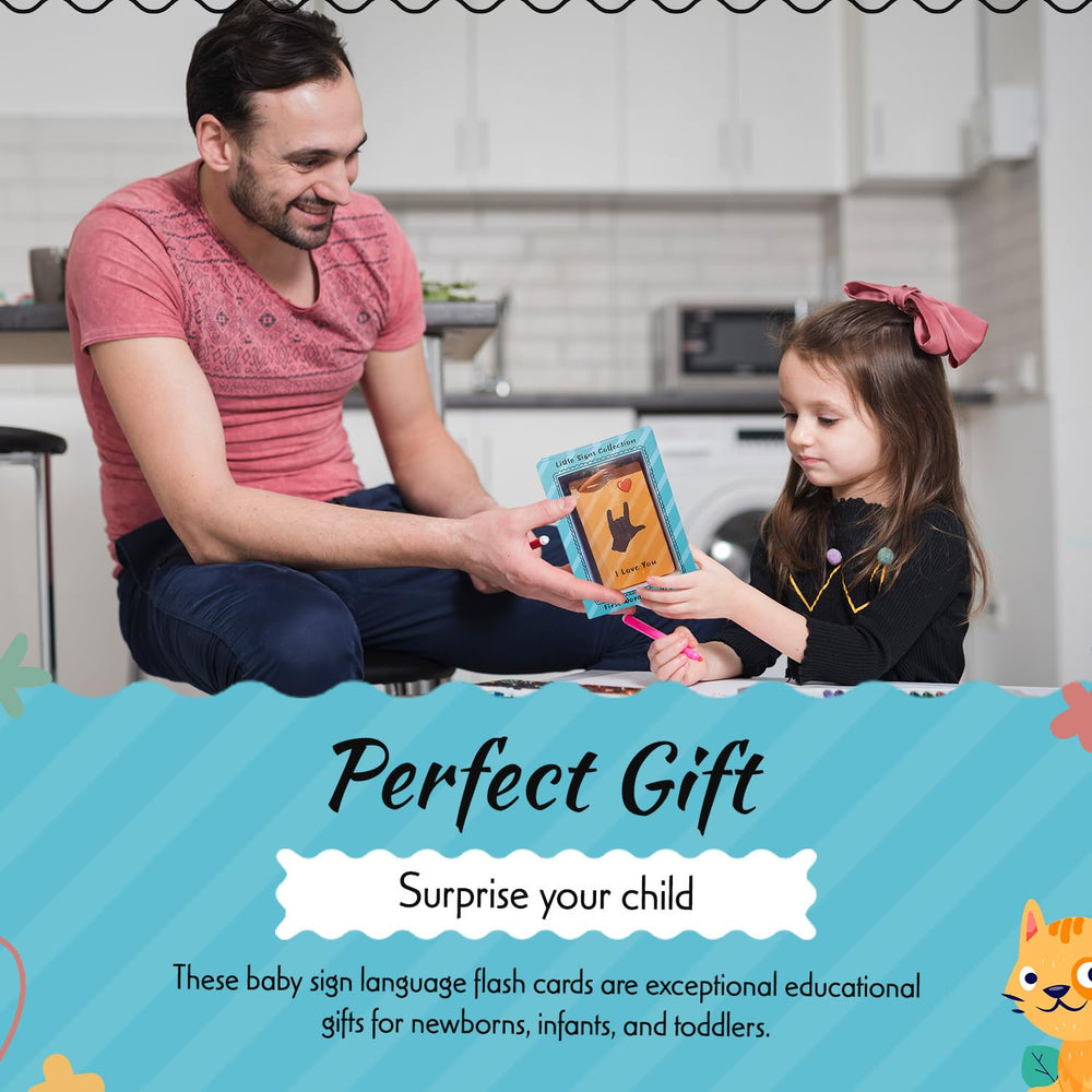 Little Signs Collection ASL flash card uses thick cardstock designed for repeated use.