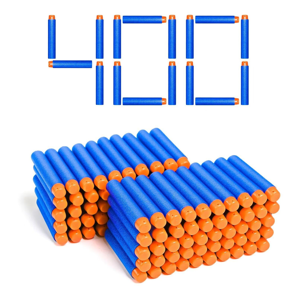 Little Valentine 400-dart refill closeup shows soft foam tips for safe Nerf battles.