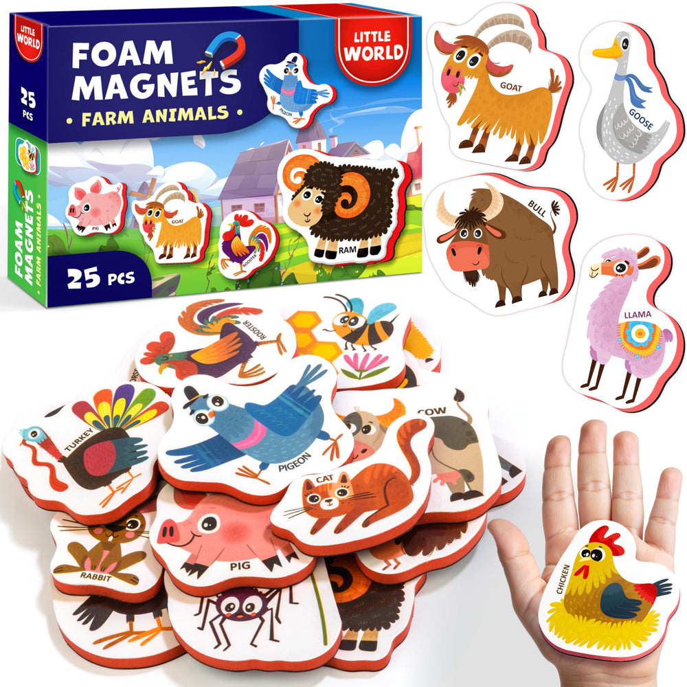 Little World cow fridge magnet β durable farm animal magnet for toddler play
