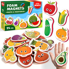 Little World fridge magnets apple: colorful, safe toddler learning set for healthy food recognition.