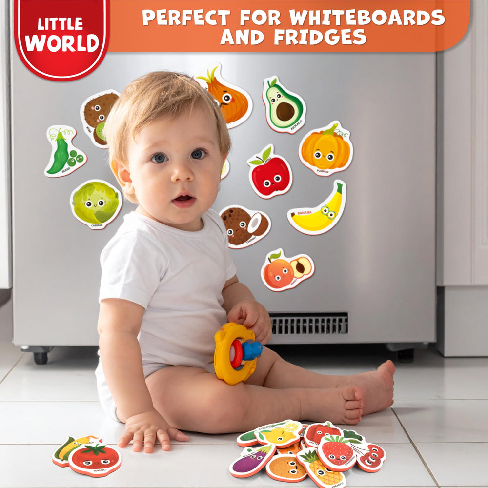 Little World strawberry magnet: bright visual for sorting and color recognition.