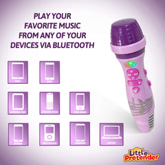 Little Pretender microphone lights flash while an audience cheers