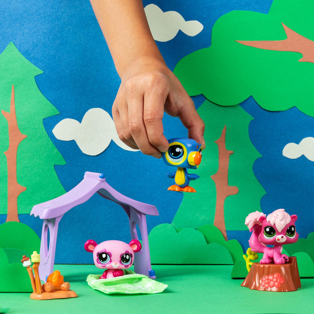 Littlest Pet Shop camping tent boosts imaginative outdoor scenes.