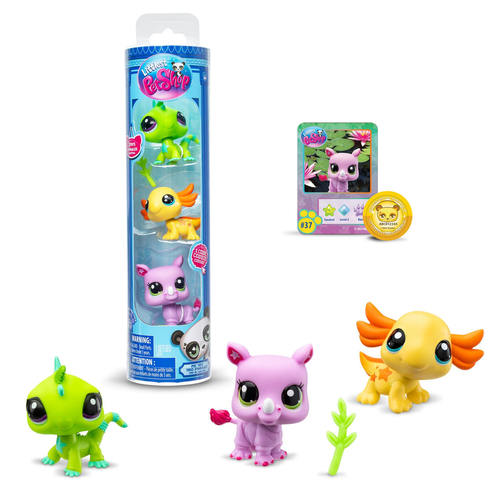 Littlest Pet Shop Rhino mini figure in Wild Vibes tube; collectible and ready for imaginative play.