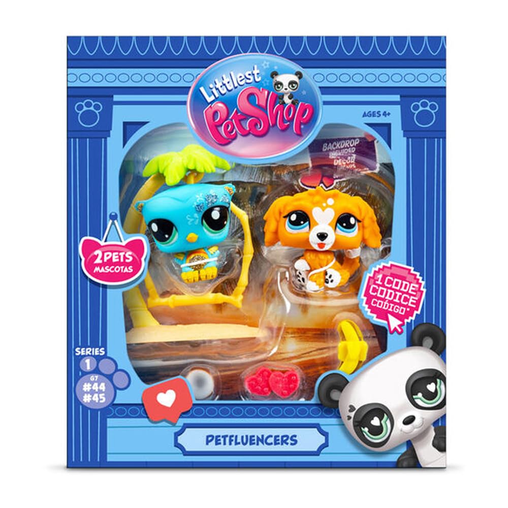 Littlest Pet Shop Petfluencer Sunset Pals Owl 44 posing with beach backdrop for imaginative play