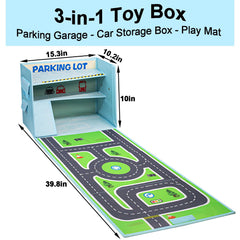 Livememory toy car garage box travel-ready handles for portable play.