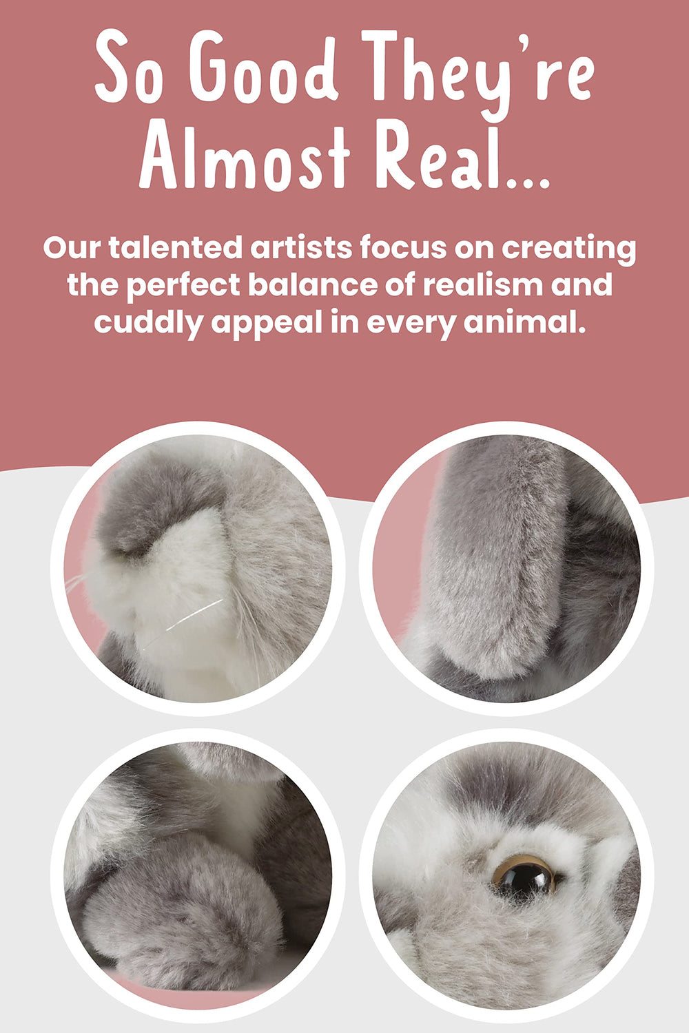 Close-up of Living Nature rabbit fur texture and two-tone coat.