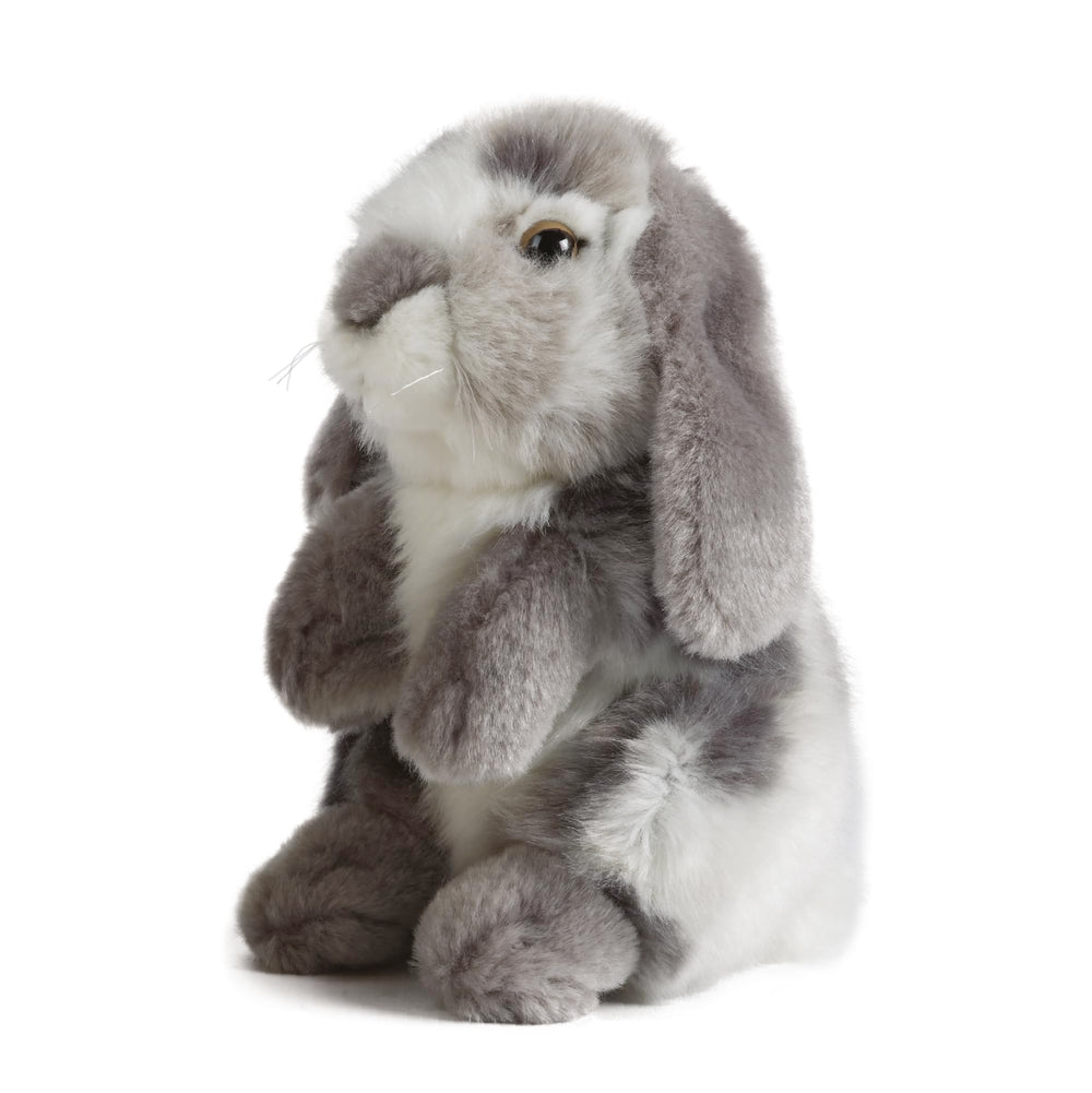 Living Nature grey sitting lop-eared rabbit plush, cozy cuddle buddy.