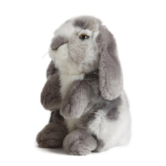 Living Nature grey sitting lop-eared rabbit plush, cozy cuddle buddy.
