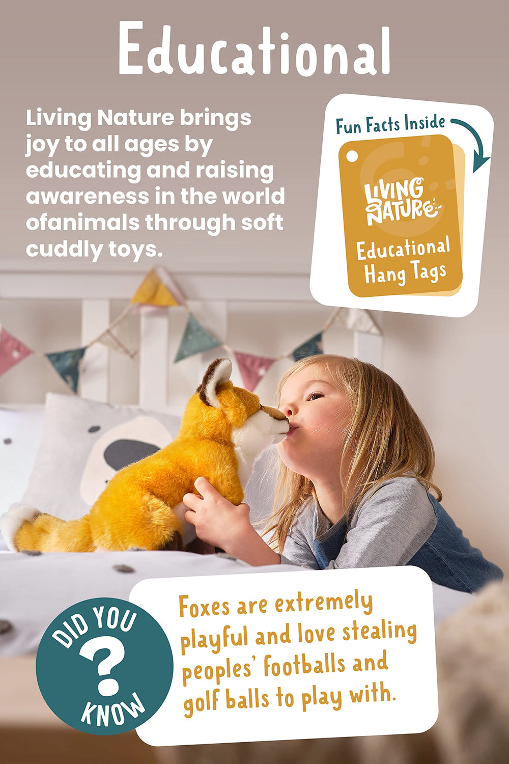 Living Nature Lamb educational tag explains needs and care tips.