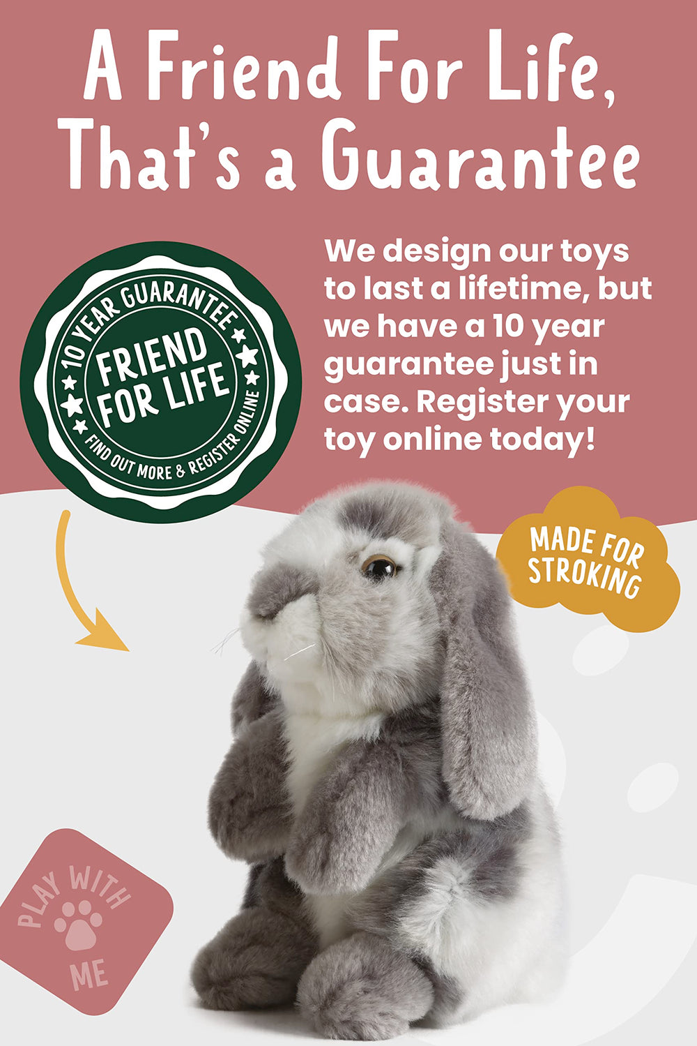 Soft 7-inch rabbit plush ideal for bedtime cuddles.