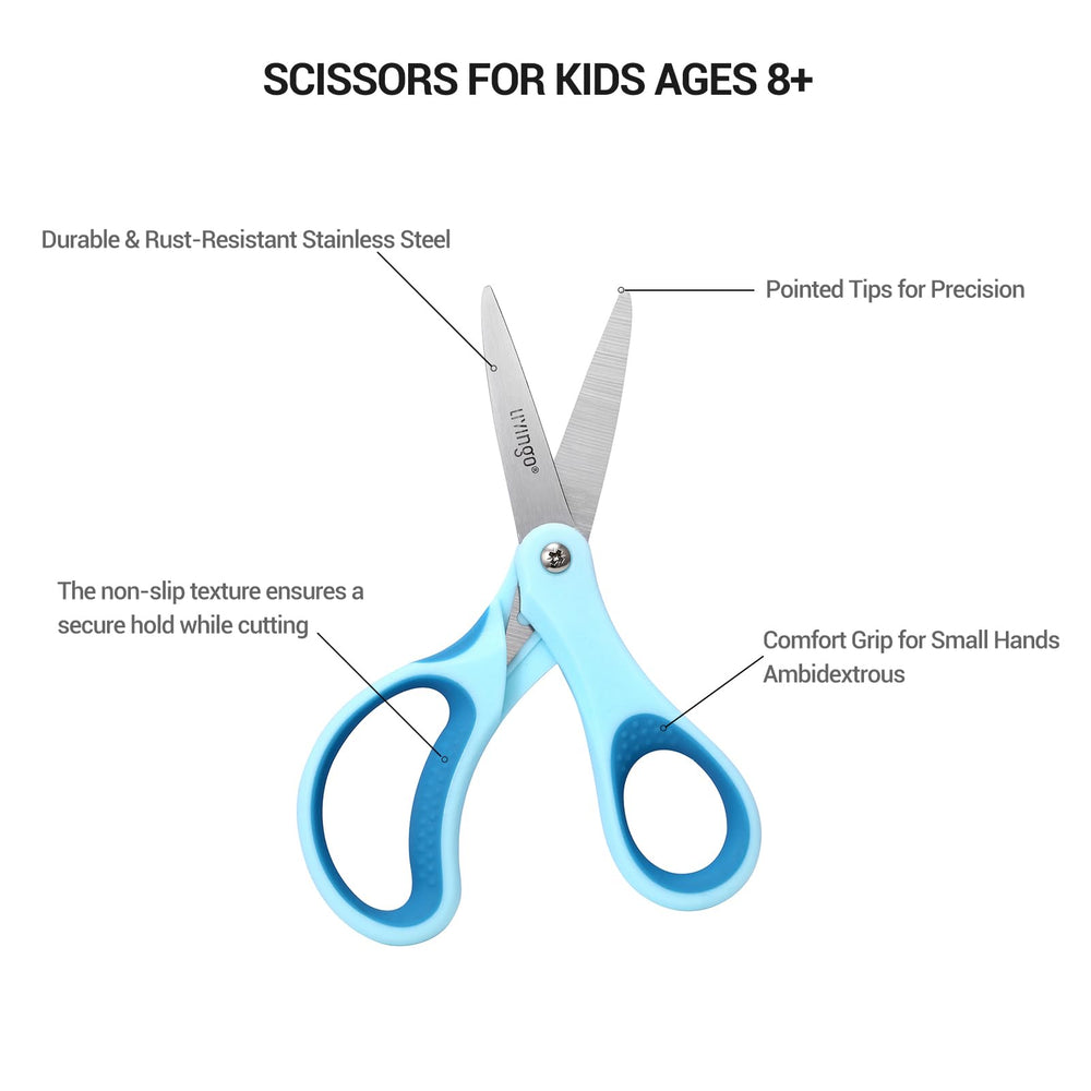 LIVINGO Kids Scissors pink handle promote safe, colorful crafts for kids