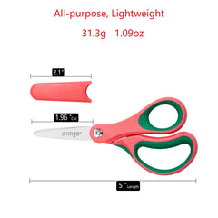 LIVINGO soft ergonomic handle on kids scissors for comfortable right and left handed use.