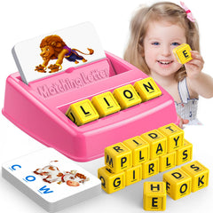 LIWIN LET'S GO! pink matching letter cubes for early spelling practice