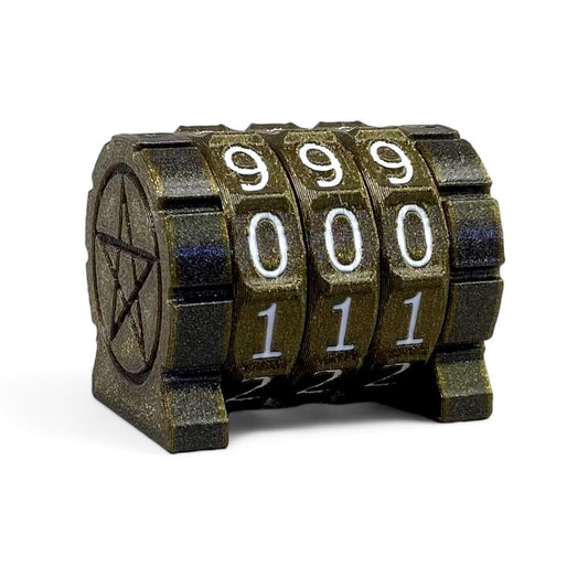 Lixusia life counter front view in gold with white numbers
