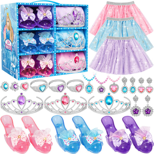 LJZJ Princess Dress Up Kit with sparkling skirts for imaginative play