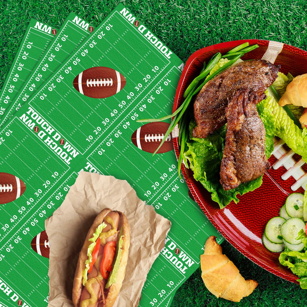 LKITMIUT football napkins design-closeup emphasizes bold touchdown motif.