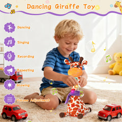 LLUKEME Dancing Giraffe Toy with embroidered eyes for a friendly look.