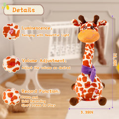 LLUKEME dancing talking giraffe toy LED lights enhance visual appeal