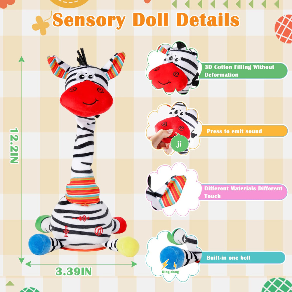 LLUKEME Zebra toy recording and playback feature for personalized messages.
