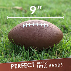 LMC Products brown foam football in motion for practice and play
