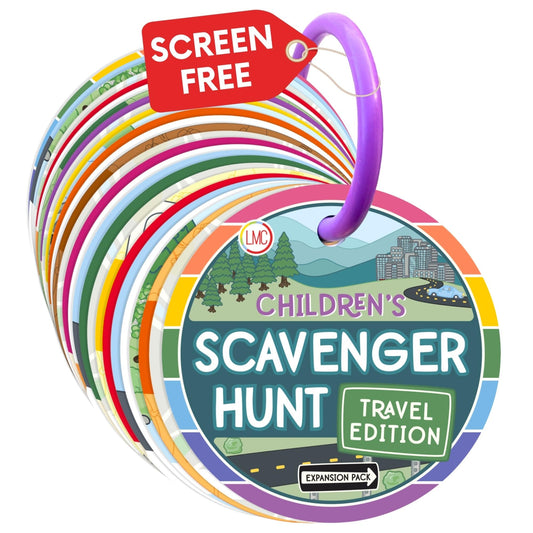 LMC Products Travel Edition scavenger hunt cards front view for learning on the go