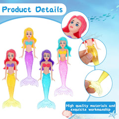 Lnngub bright color mermaid toys attract underwater attention and support color recognition.