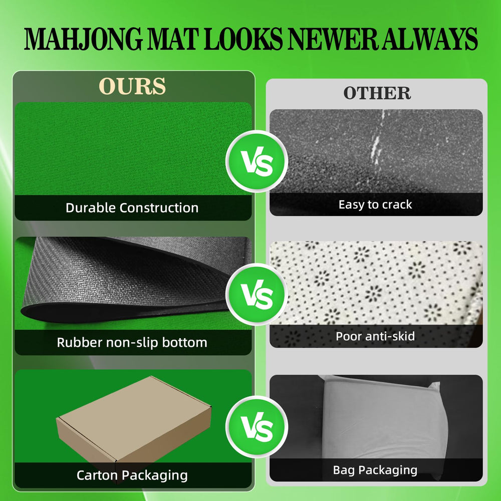 Lnoauys Mahjong Mat green with noise-reducing surface during play