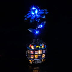 LocoLee light kit for Lego 76784 Black Dahlia Flower highlights petals with LEDs.