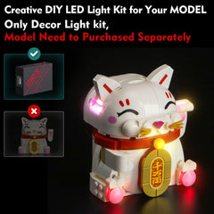 LocoLee USB-powered lights brighten dark corners of the Lucky Cat model.