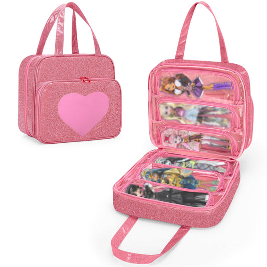 LoDrid doll case with six transparent pockets for easy Monster High display