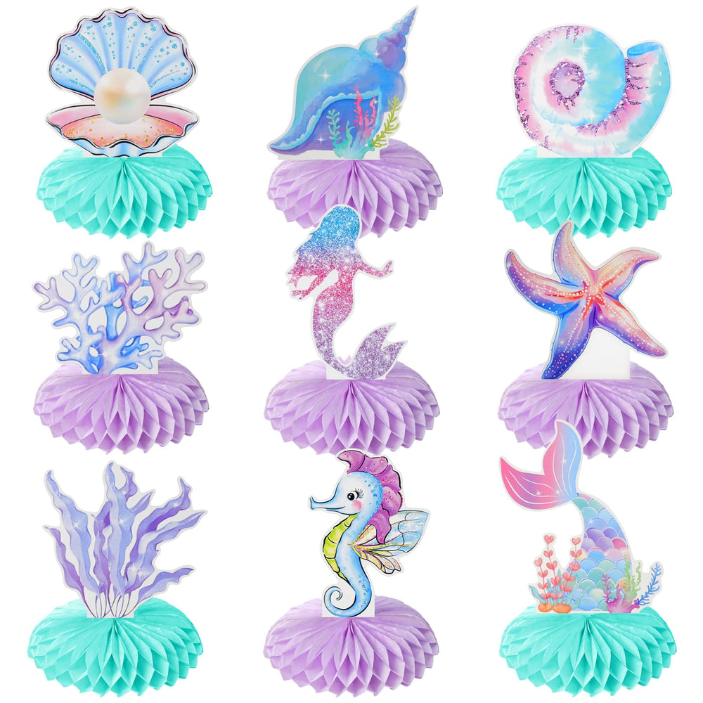 Loghohu mermaid theme honeycomb centerpiece 1 adds vibrant color to birthday tables