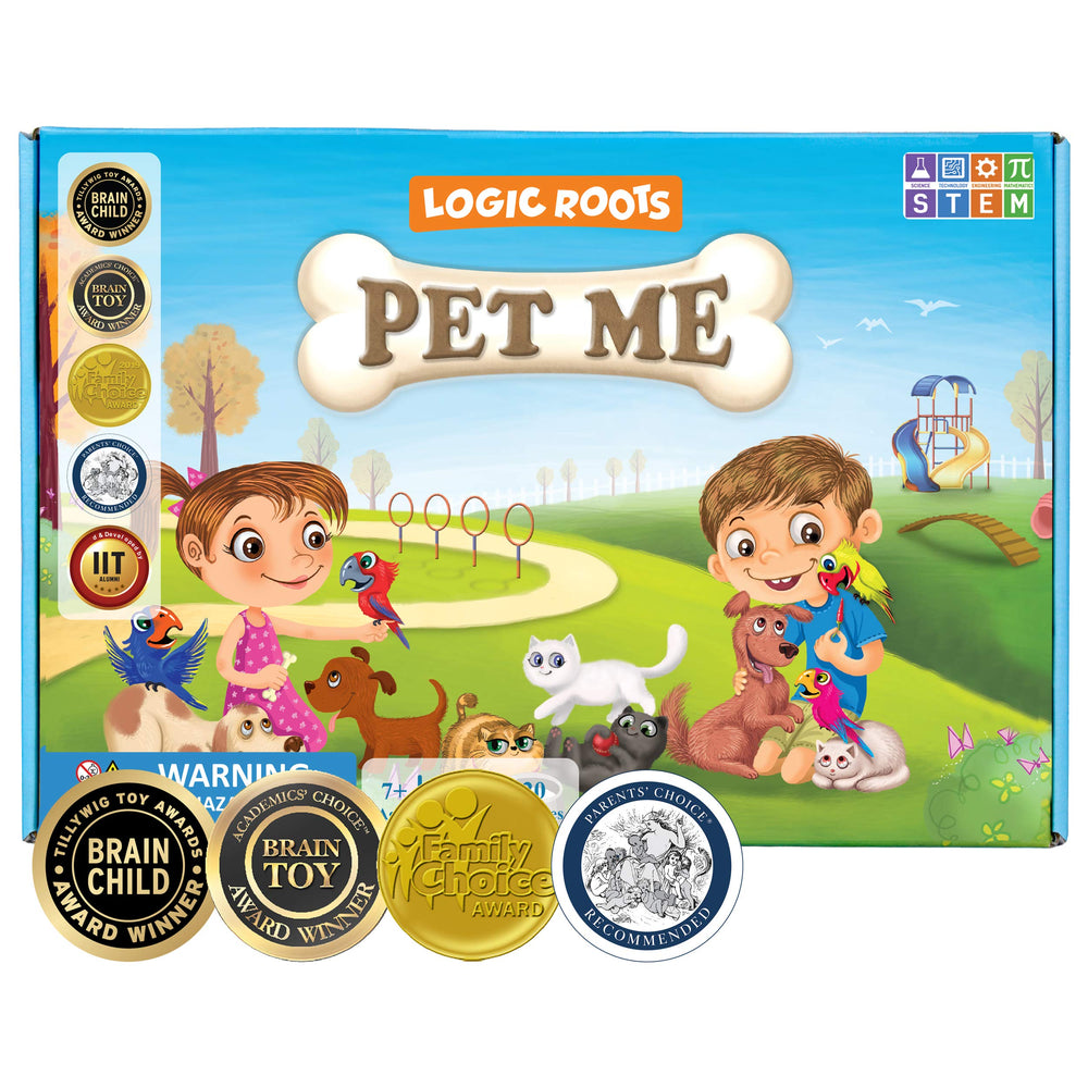 Logic Roots Pet Me gameboard with park pets for hands-on division practice.
