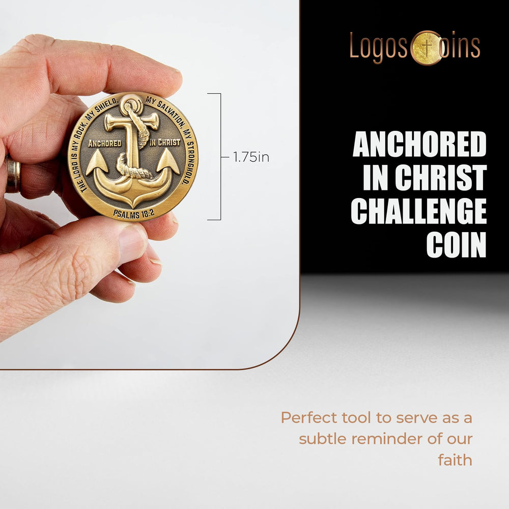 LOGOS COINS Close-up of antique gold plating on the prayer coin.