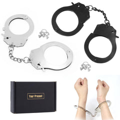 Lohoee black toy metal handcuffs with keys for police role-play use.