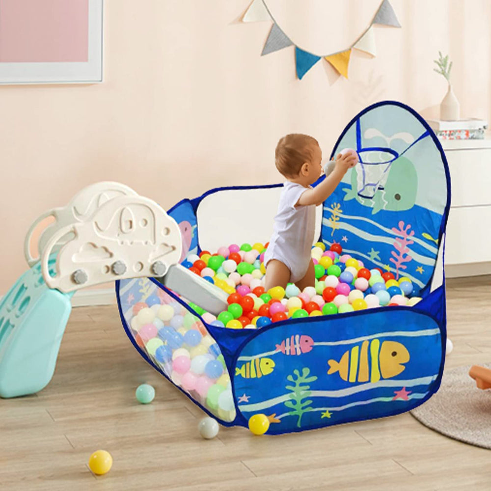 LOJETON Ball Pit Transparent Net Design highlights sea world pattern.