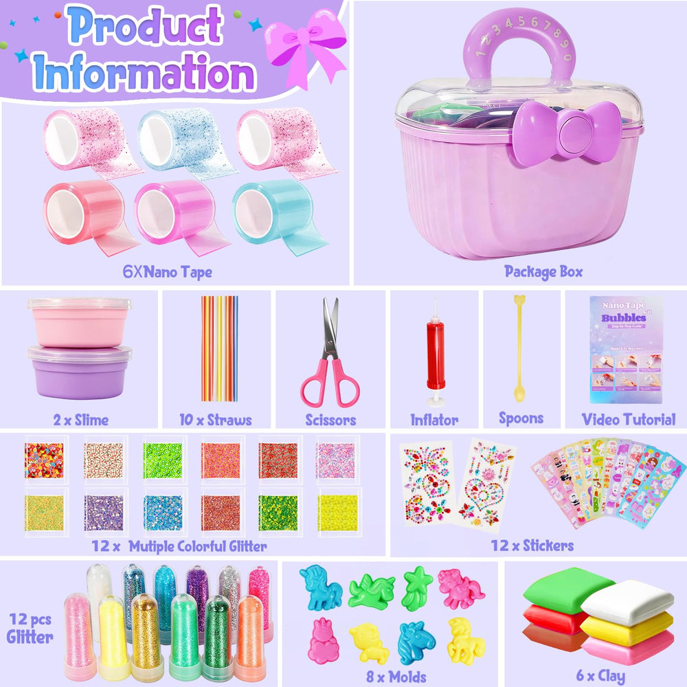 Lokuc Nano Tape Bubble Kit: slime templates boost creativity and color mixing.