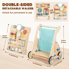 LOL-FUN wooden walker with adjustable speed wheels supports growing motor skills