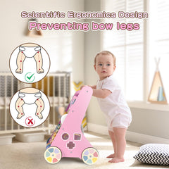 LOL-FUN wooden baby walker drum and xylophone enable musical exploration on the move
