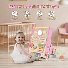 LOL-FUN wooden baby walker mirror encourages self recognition during play