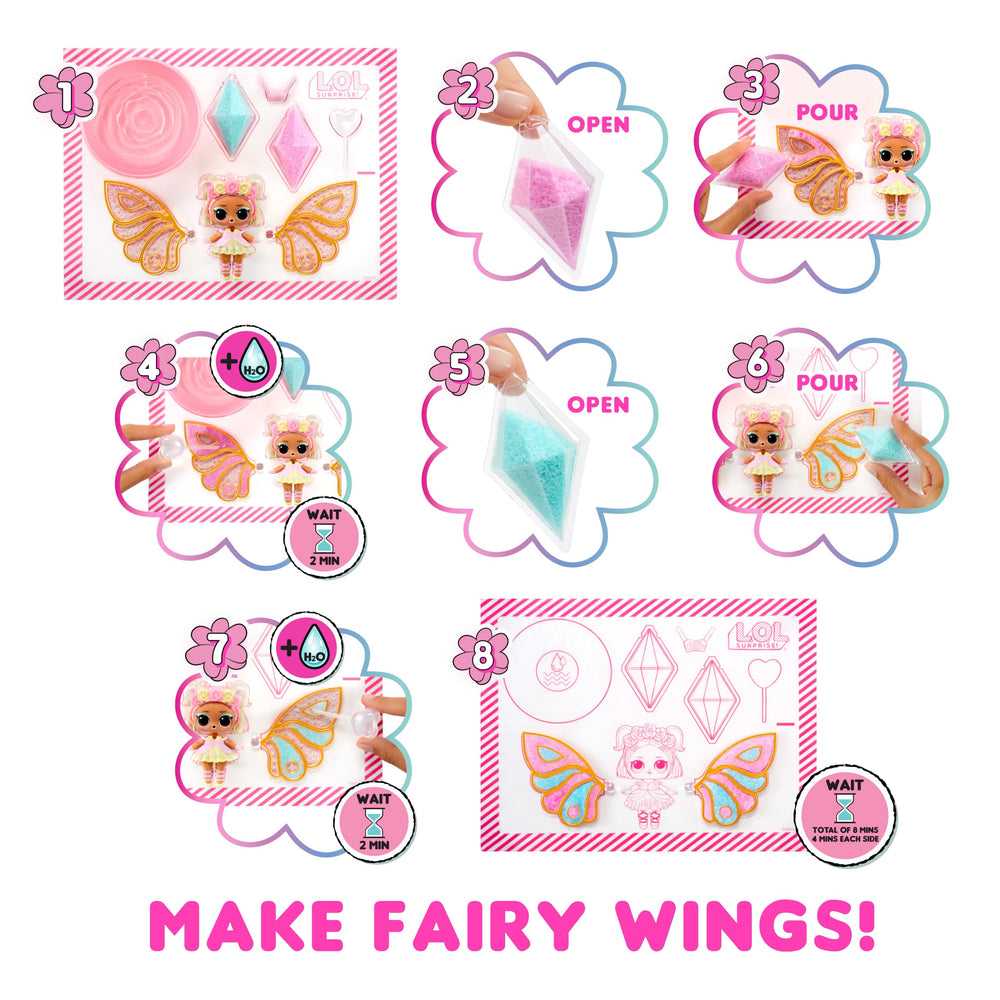 L.O.L. Surprise! Fairies Tots crystal mix for colorful, sparkly wing designs.