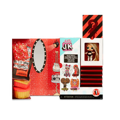 L.O.L. Surprise! JK doll stand and accessories support pose-ready displays.