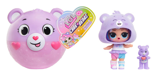 LOL Surprise Loves Care Bears Tots ball-face, a collectible container for unboxing joy
