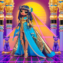 LOL Surprise OMG Fierce Cleopatra packaging background reveals a decorative display scene.