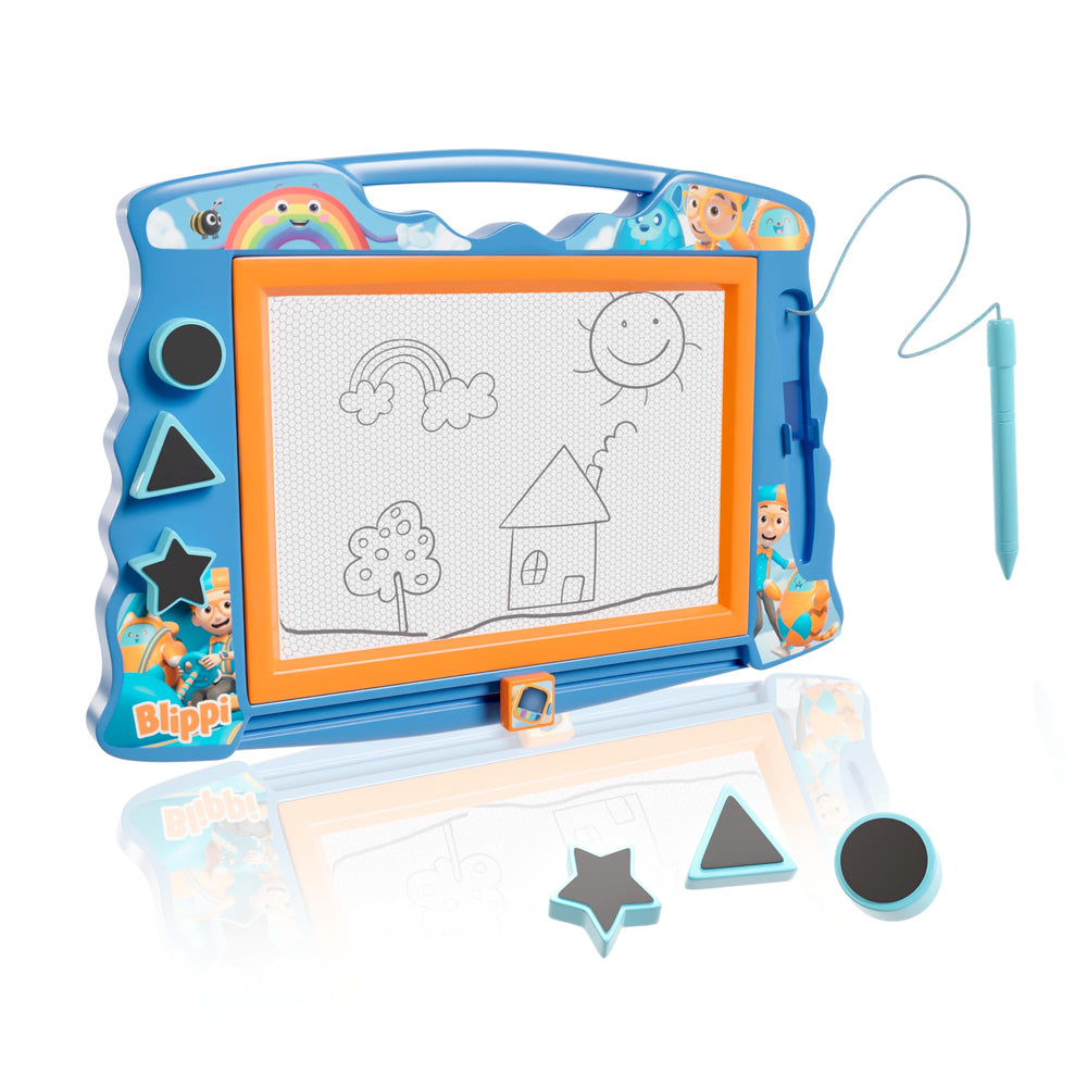 Lollipop Blippi magnetic sketcher with star stamps for mess-free creative play.