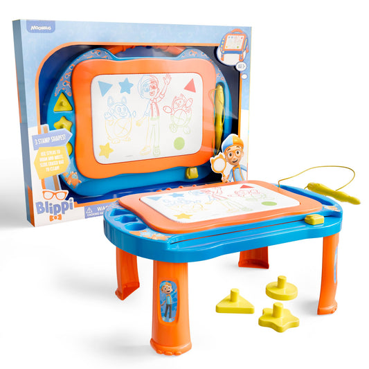 Lollipop Blippi magnetic writing tablet stand for portable, mess-free drawing sessions.