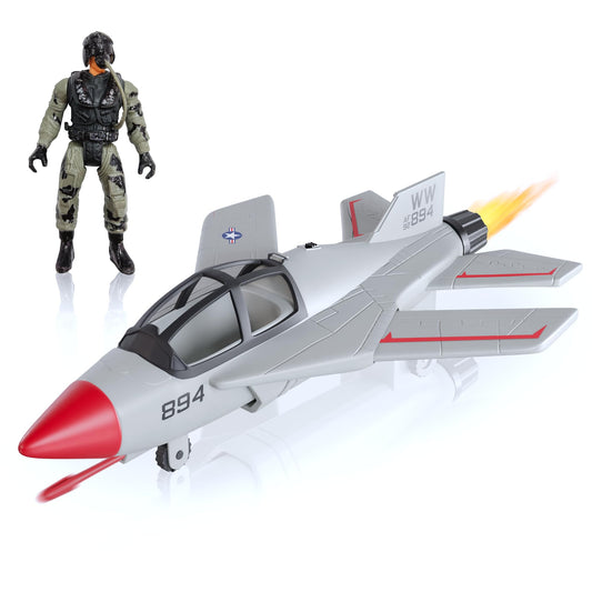Lollipop Sky Raider jet with pilot, ideal for imaginative play and takeoff scenes.