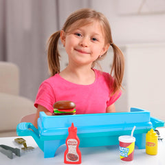 Lollipop SpongeBob pretend cooking action engaging scene encourages shared playtime.